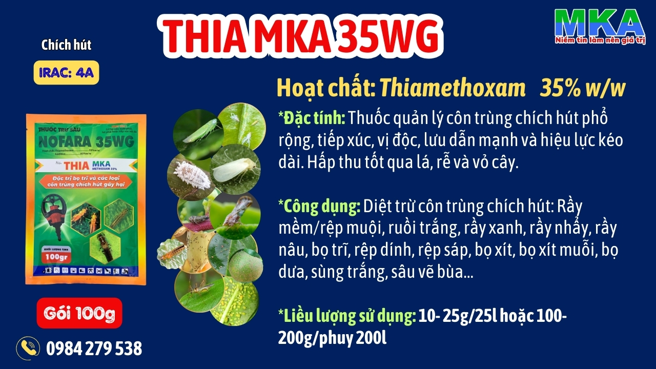 Thia MKA 35WG thuốc trừ rầy hoạt chất thiamethoxam 35%